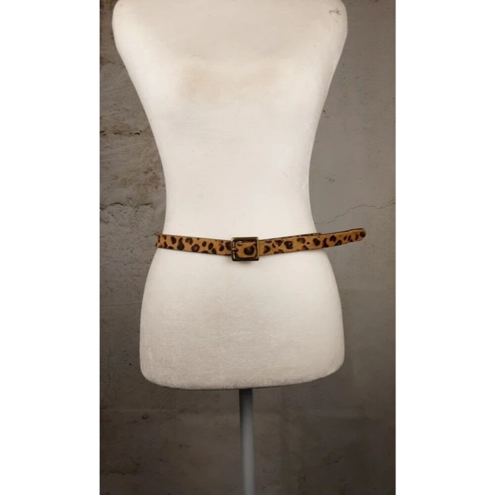 Leopard Print Skinny Belt β Brown Animal Print Gold-Tone Square Buckle